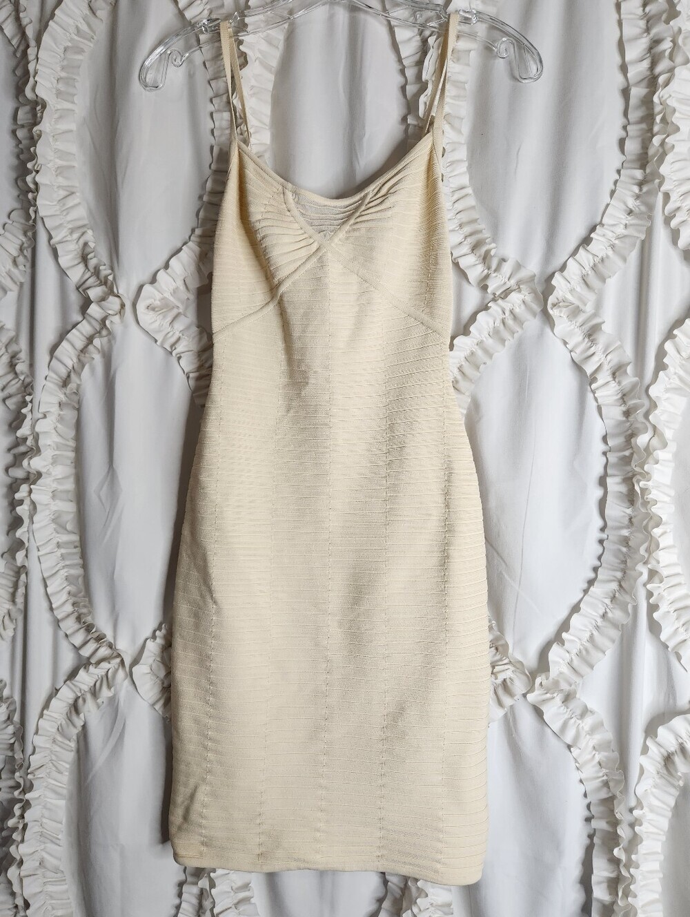 Herve Leger Bandage Cream Dress Size Small Bodycon Mini Sexy Y2K 90s